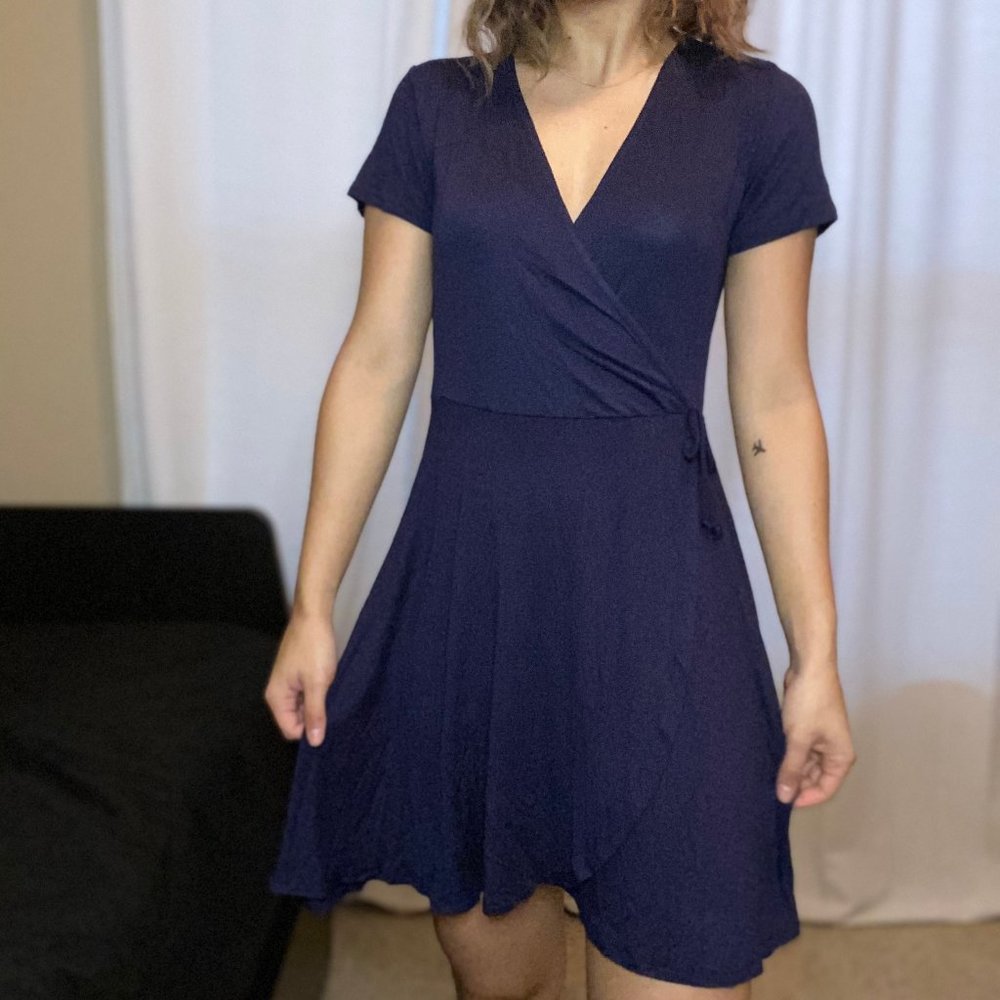 Navy Blue Wrap Dress